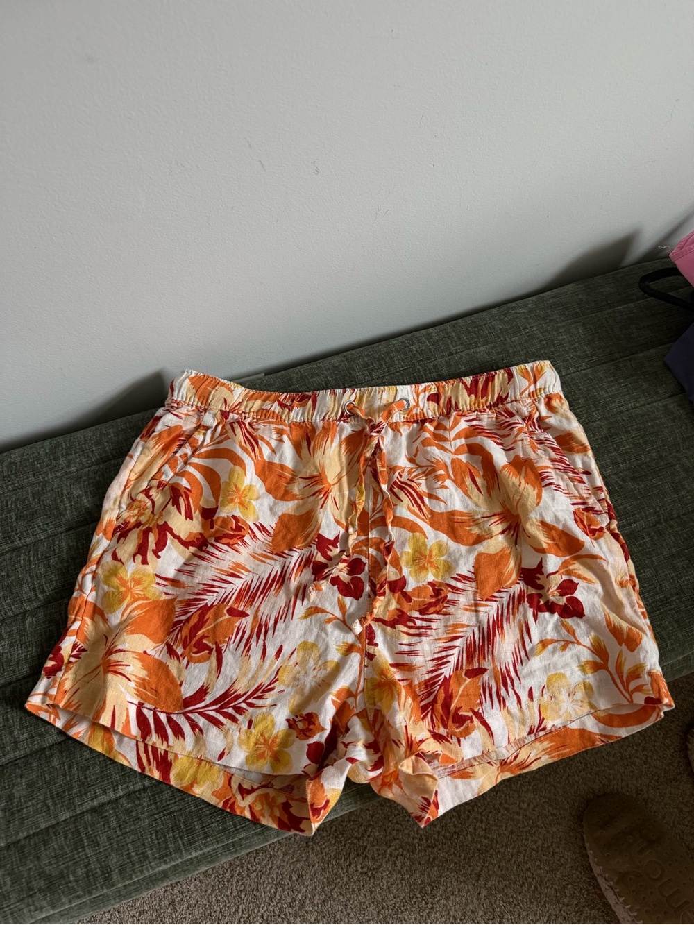 Orange tropical women’s shorts
